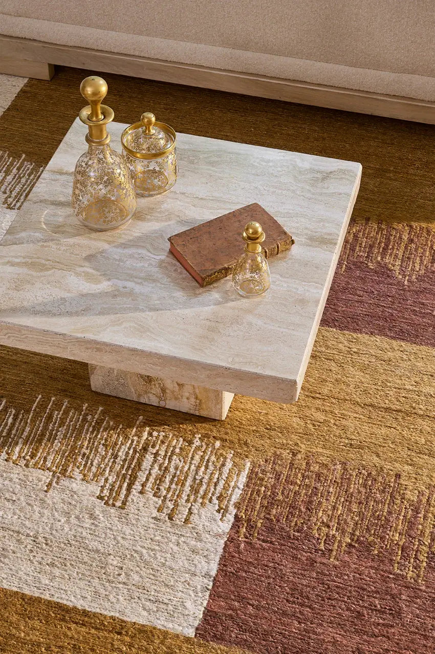 knotted jute rug in living area