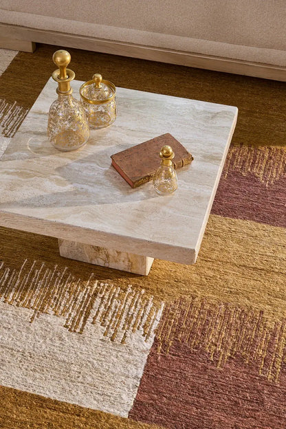 knotted jute rug in living area