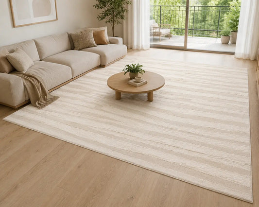 metto knotted wool rug in modern living room