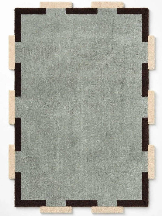 sage green area rug hand tufted wiht indian wool