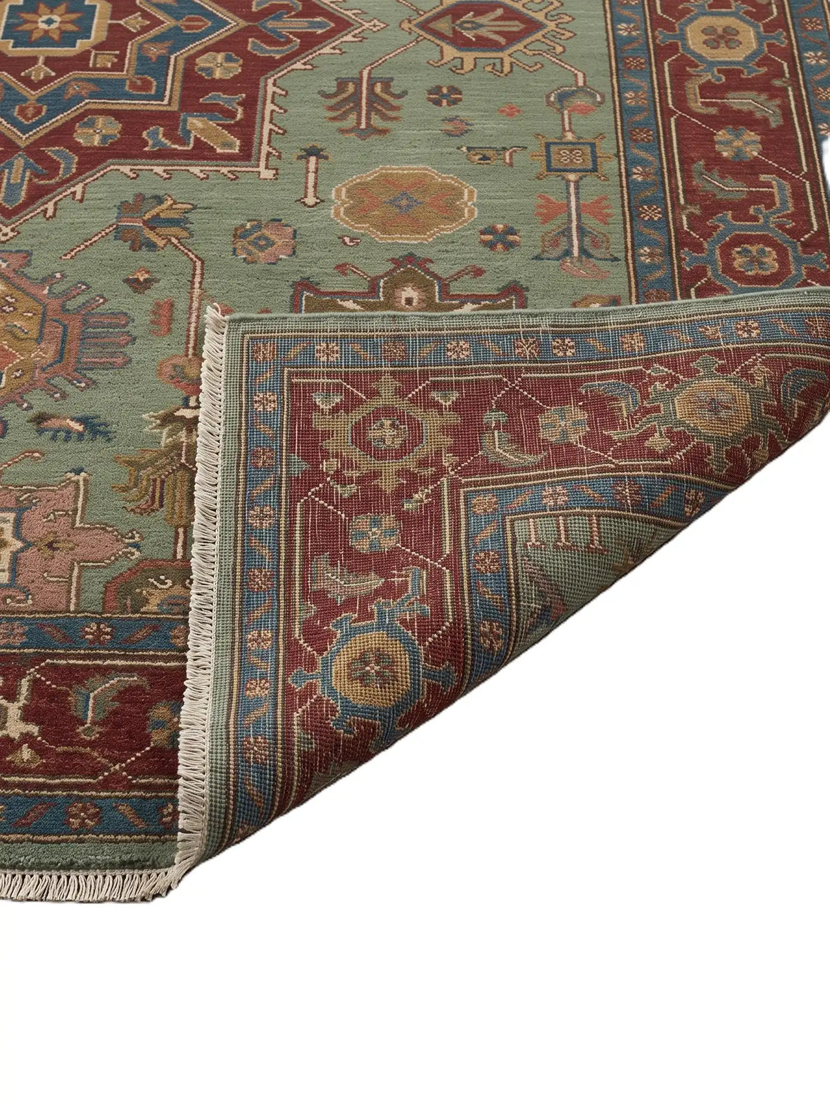 hand knotted wool rug back