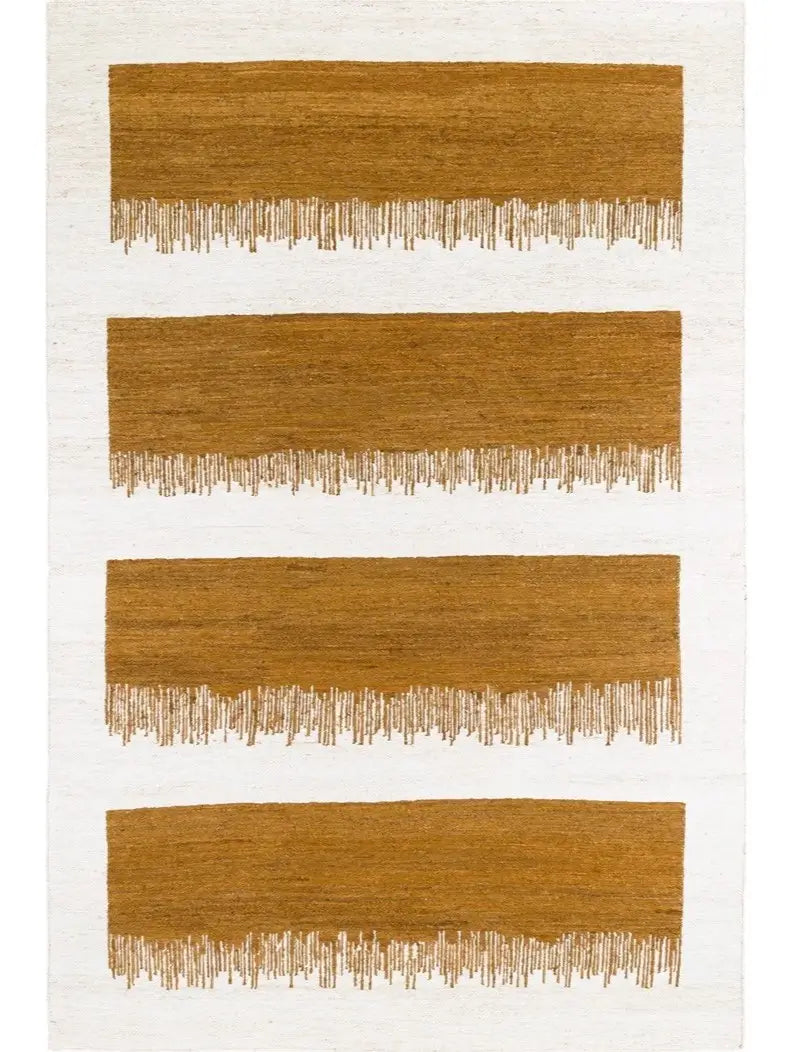 patterned brown and white jute rug
