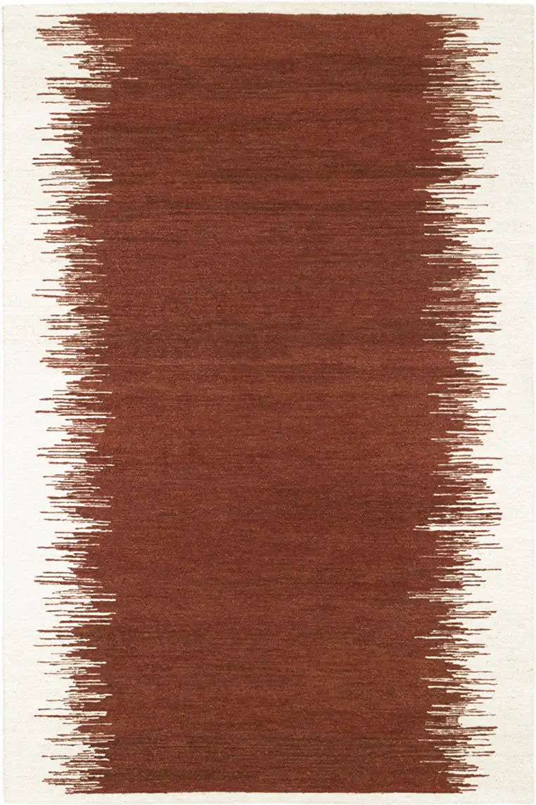 red and white knotted jute area rug