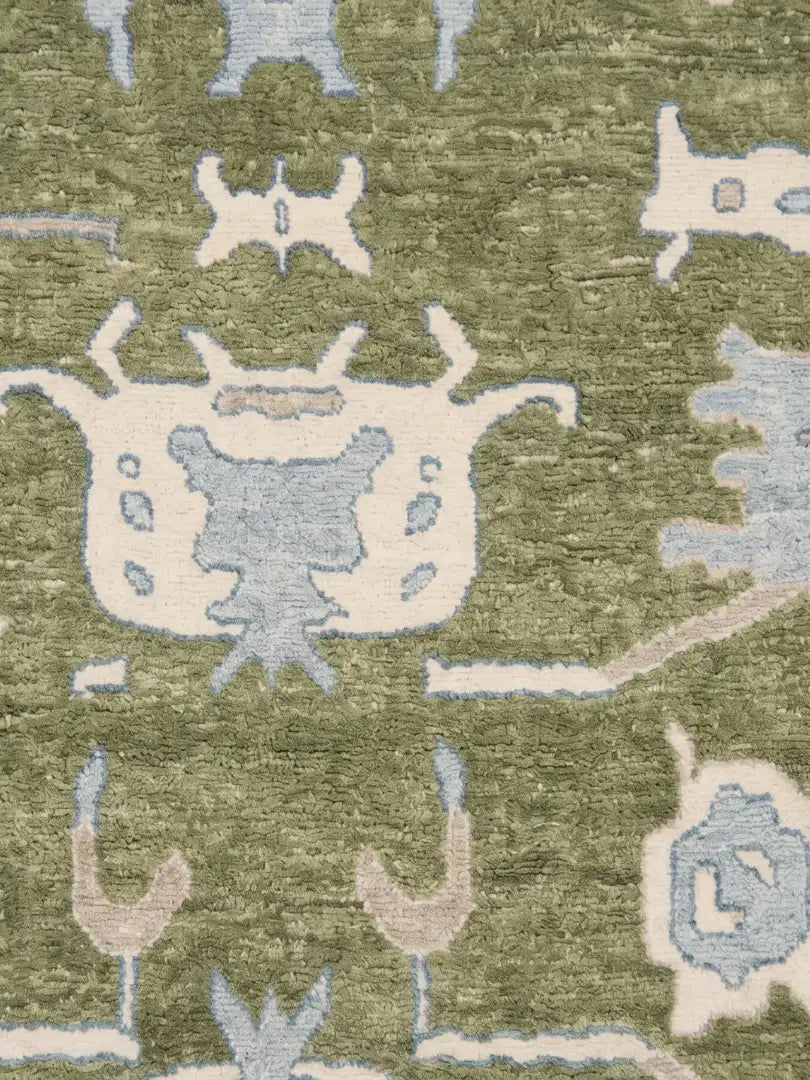 classic hand knotted patterned rug close up