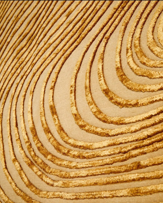 premium hand tufted wool & silk rug, showing wave design