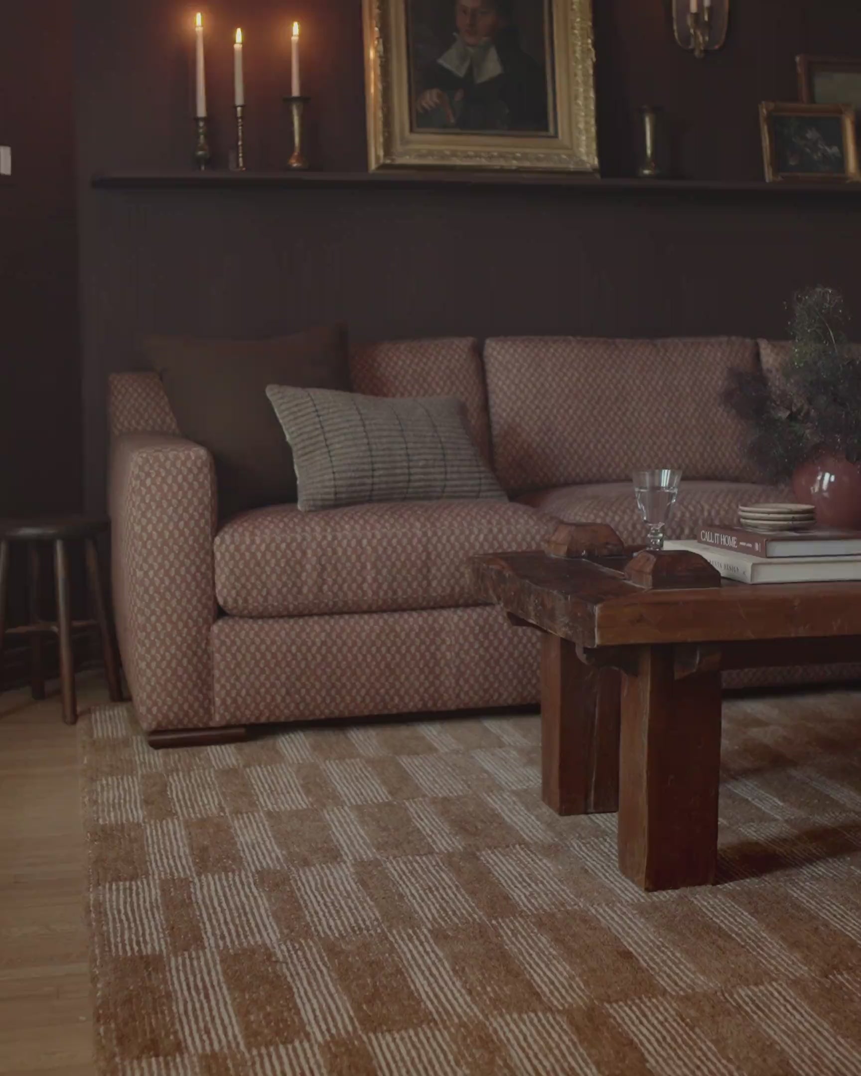 brown hand tufted wool rug in living areas