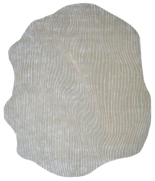 Shaped hand-tufted grey wool rug for living room