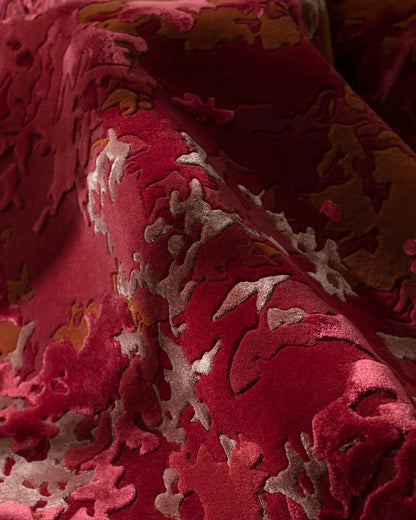 close view of Premium shiny red cherish wool & silk rug