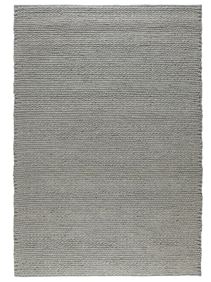 Gray hand woven textured wool area rug for living areas
