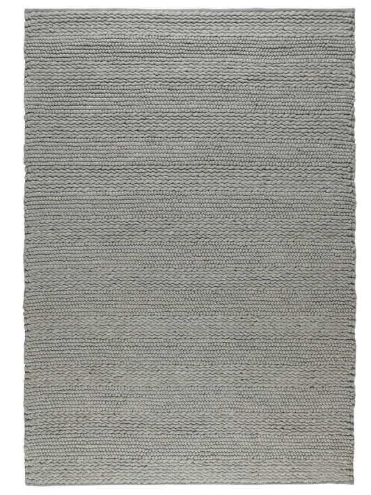Gray hand woven textured wool area rug for living areas