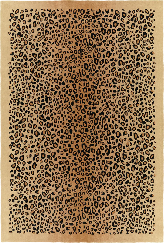 hand tufted wool area rug with leopard pattern