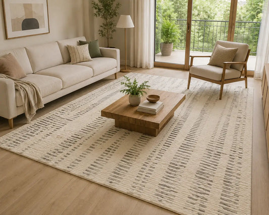 modern area rug in living room