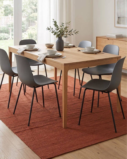 woven jute rug in dining room