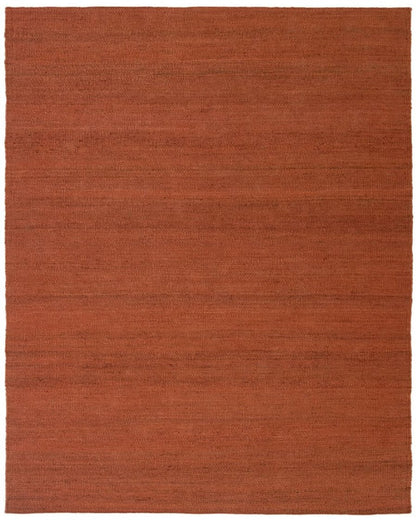 rust red hand woven rectangular jute area rug