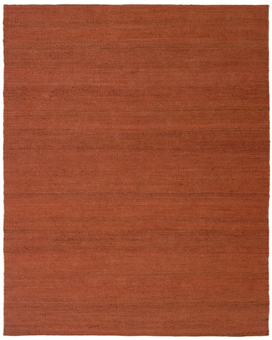 rust red hand woven rectangular jute area rug