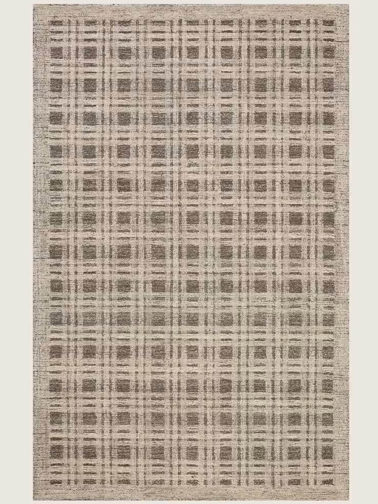 check pattern tufted wool rug