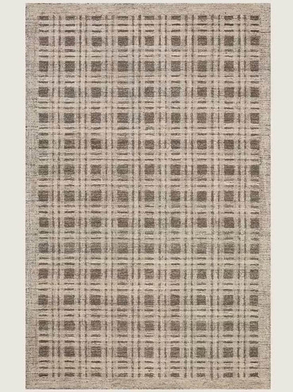check pattern tufted wool rug
