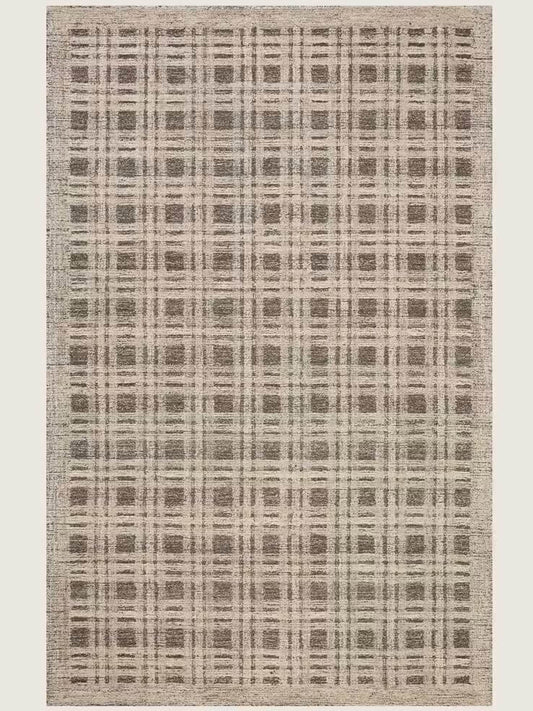 check pattern tufted wool rug